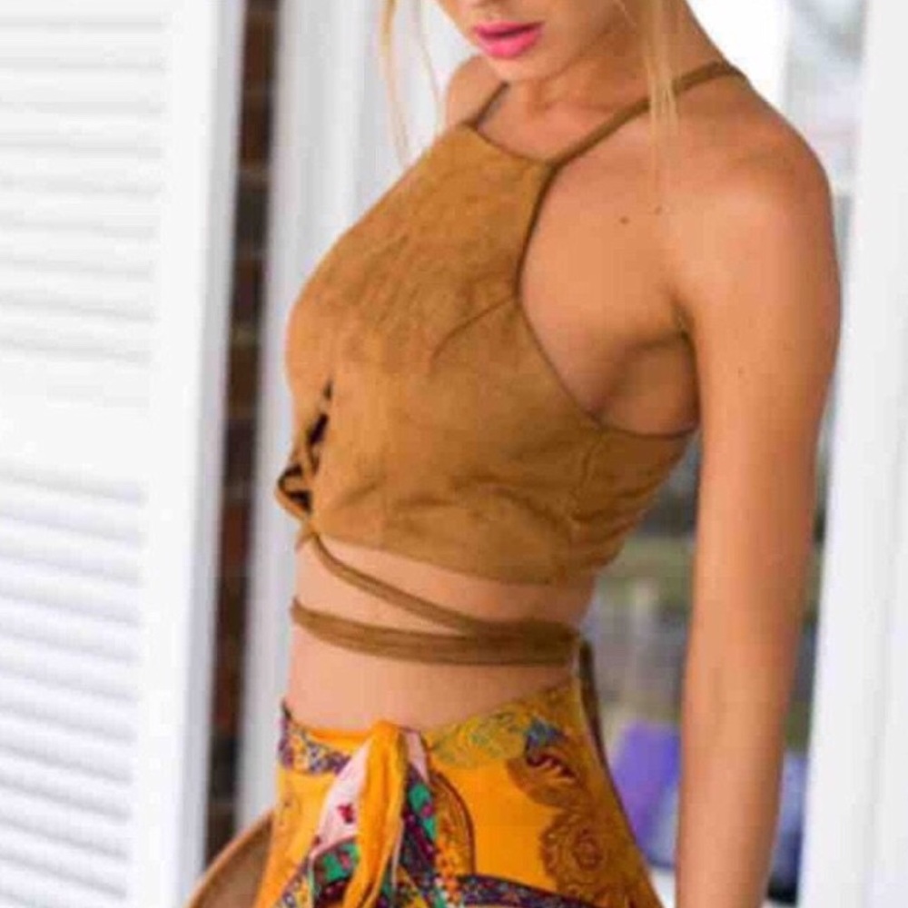 NWT Boho Faux suede crop